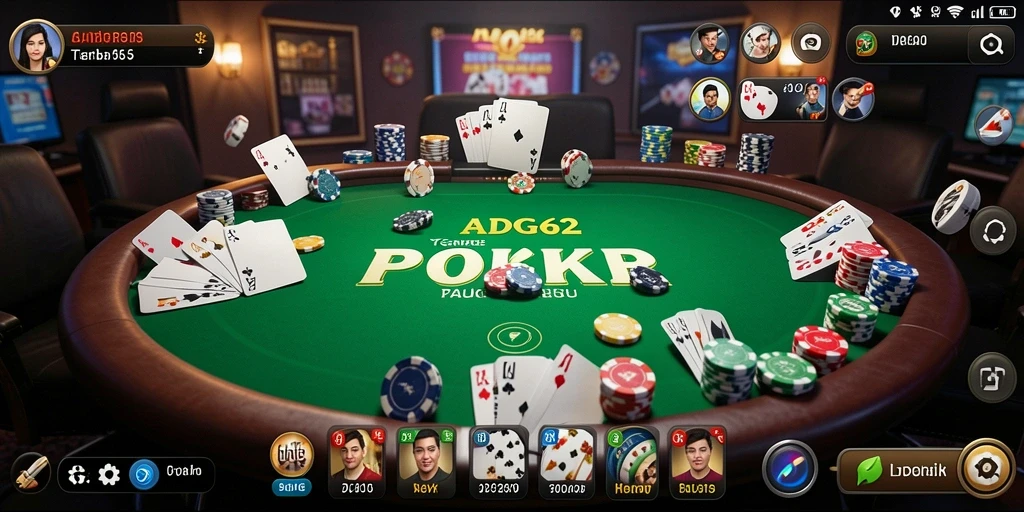 Tampilan gameplay seru dalam permainan Poker ADG62.