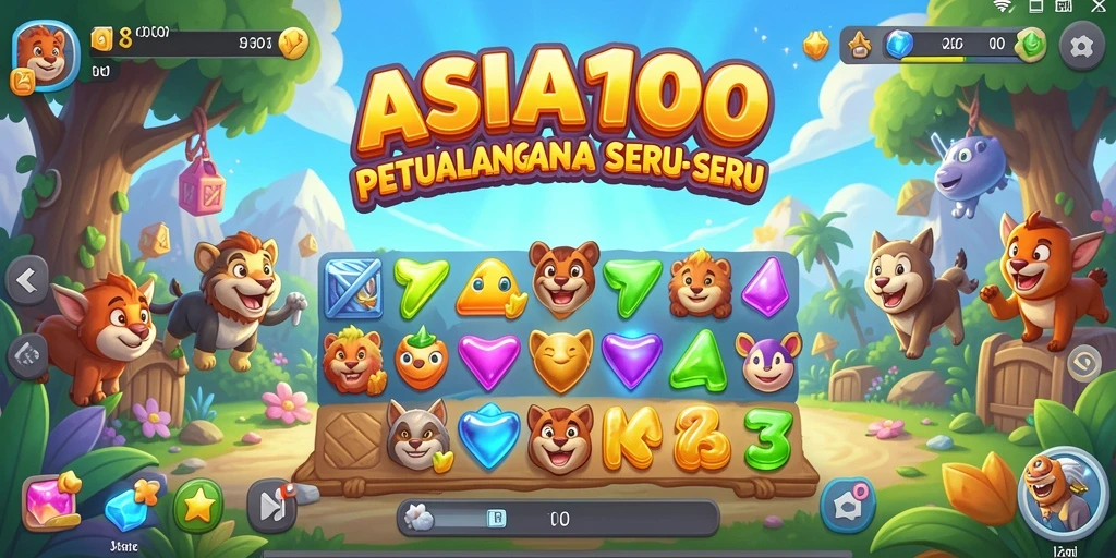 Screenshot gameplay ASIA100 menampilkan momen mencocokkan item dalam permainan Match-3.