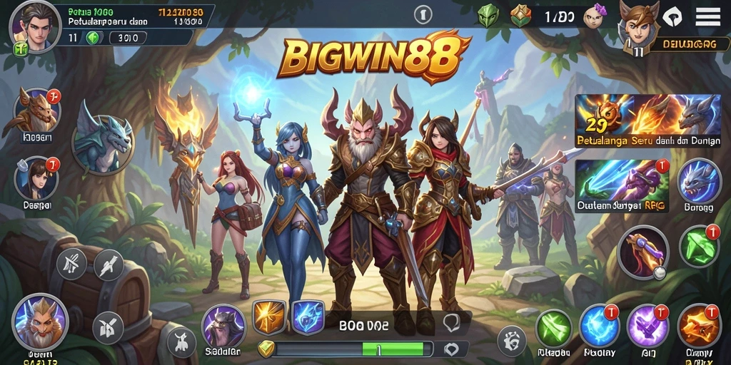 Screenshot gameplay BIGWIN88 dengan karakter RPG yang menarik.