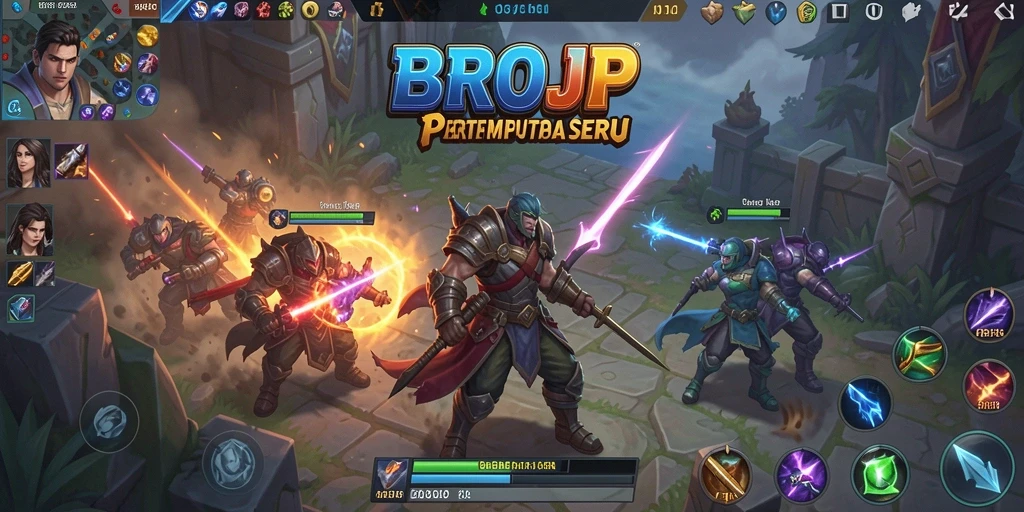 Gambaran gameplay epik dalam BROJP MOBA.