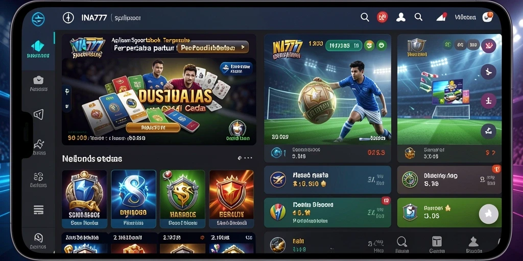 Tangkapan layar utama INA777 menampilkan antarmuka Sportsbook yang menarik.