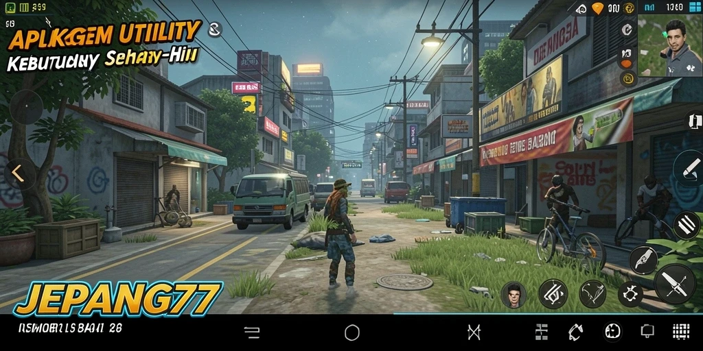Screenshot JEPANG77 menunjukkan tampilan antarmuka aplikasi Utility.