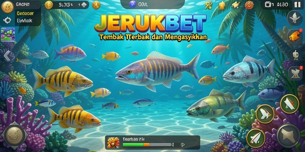 Gameplay seru dalam JERUKBET saat menembak ikan.