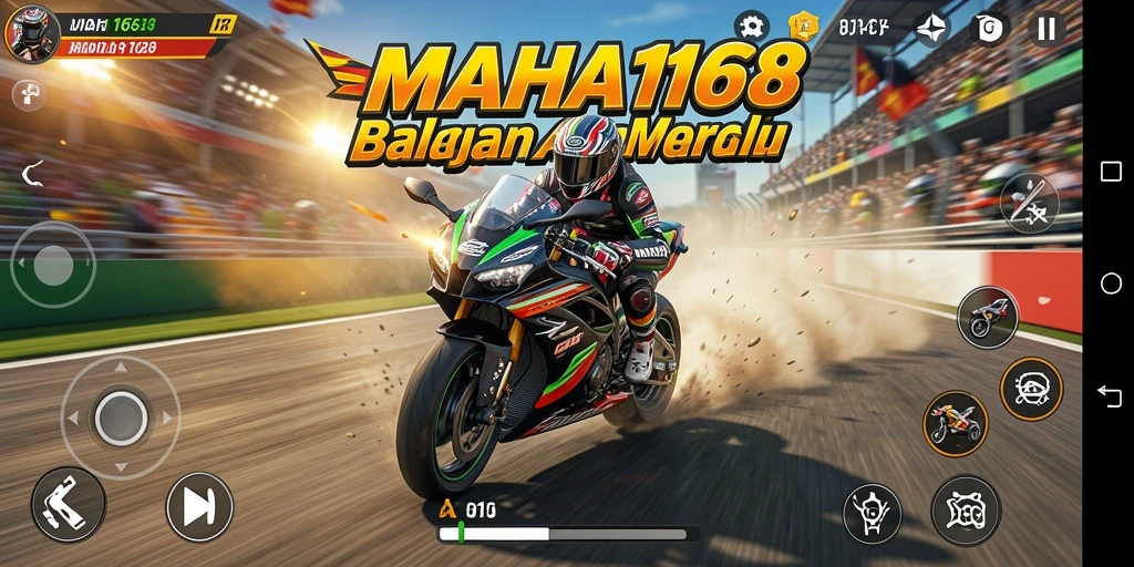 Gameplay seru dengan motor balap di lintasan menantang.