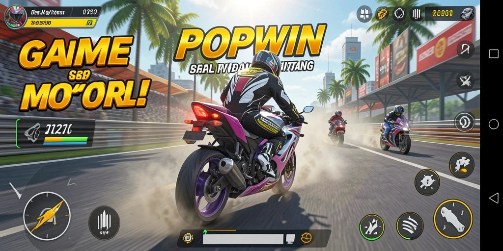 Gameplay seru dari balapan motor di POPWIN.