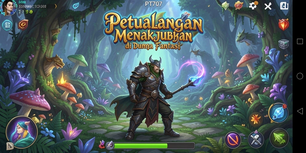 Screenshot utama PT707 menampilkan gameplay Adventure yang mendebarkan.