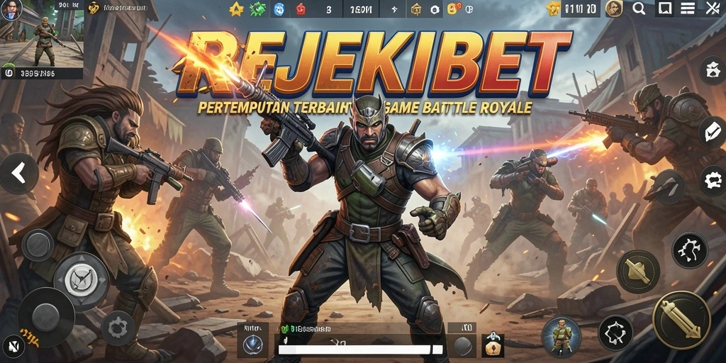 Tampilan gameplay seru dari REJEKIBET dalam pertempuran Battle Royale.