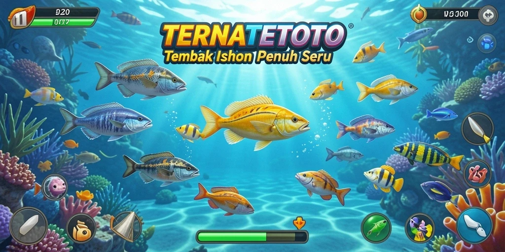 Tampilan gameplay TERNATETOTO dengan aksi menangkap ikan.
