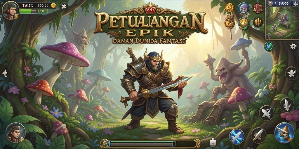 Tangkapan layar utama V87 menampilkan aksi seru dan grafis yang menawan di game RPG.